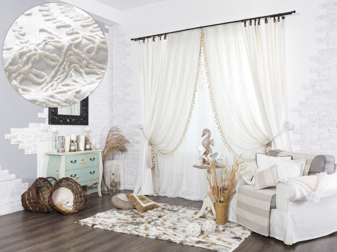 tassels on white curtains