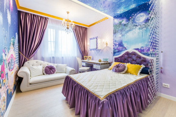 children's room with a white sofa