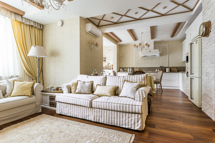 striped sofa