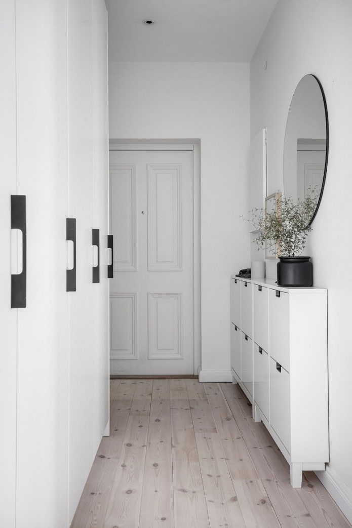 white furniture in the hallway