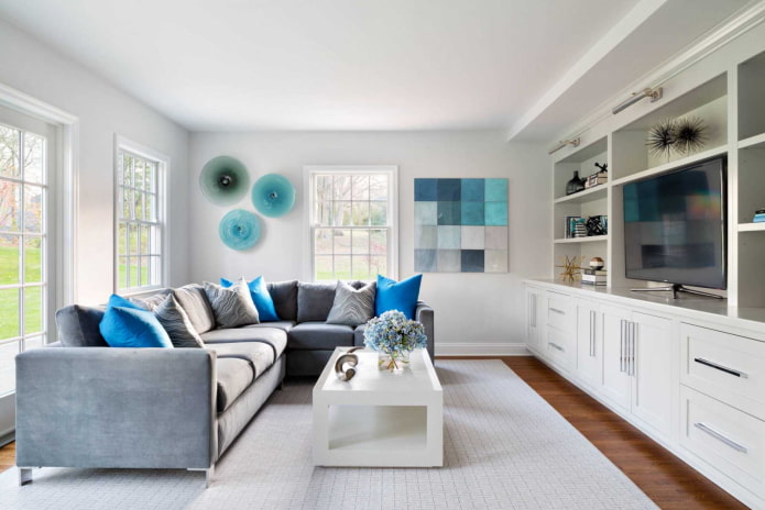 white with blue in the interior