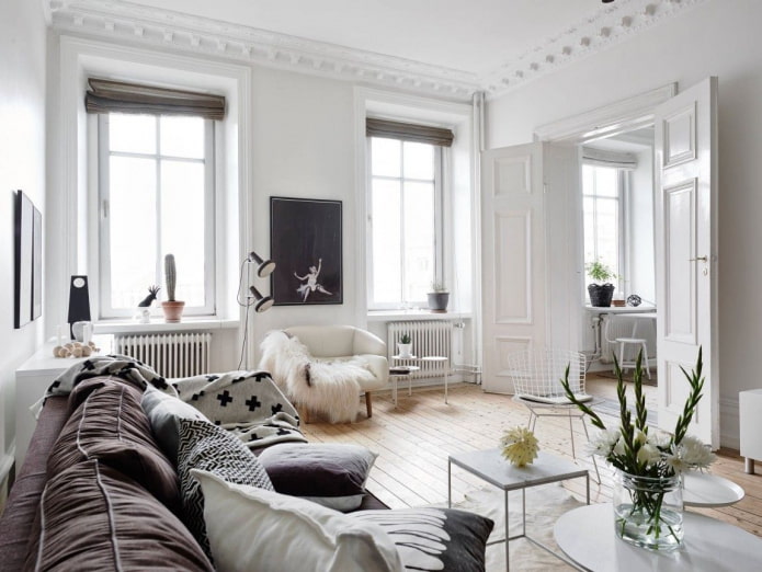 living room in scandi style