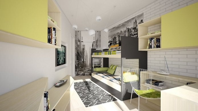 white brick in the interior of the children's room