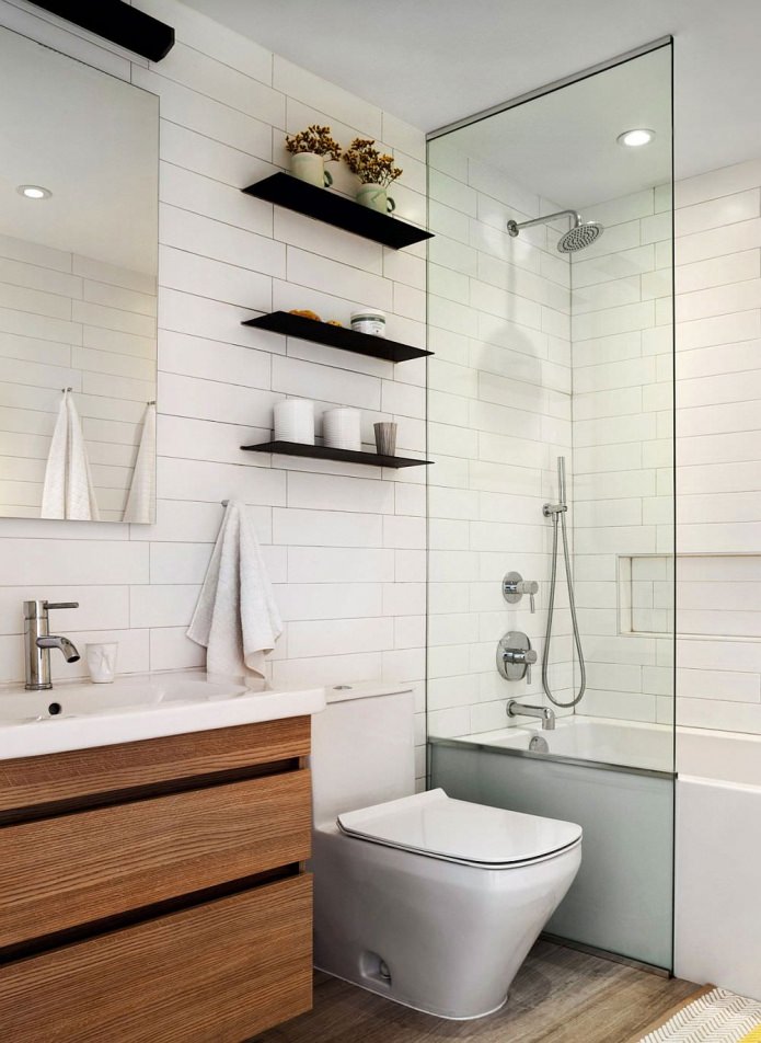 white brick in the bathroom interior