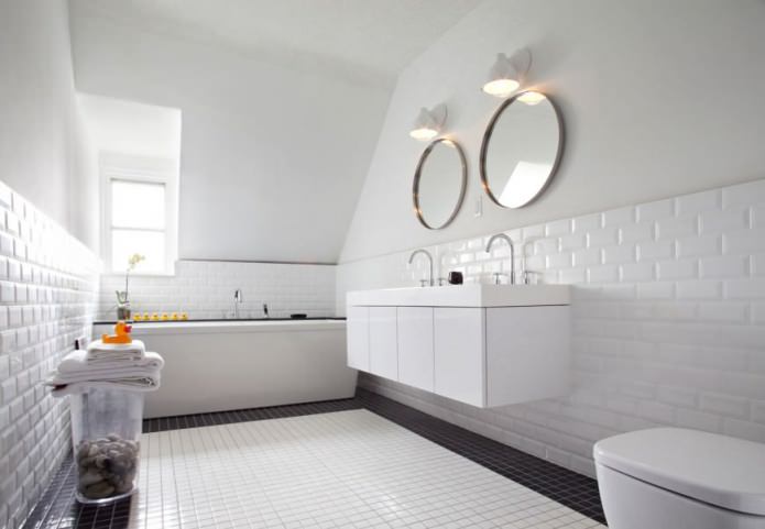white brick in the bathroom interior