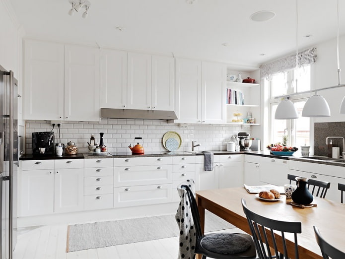 White brick in the kitchen design