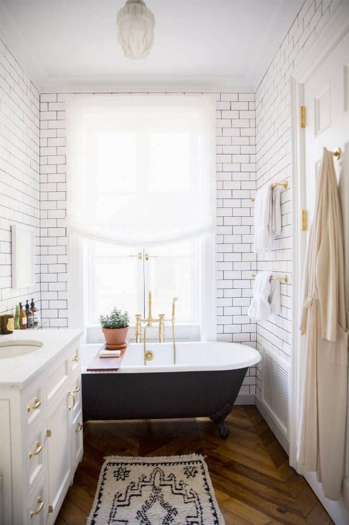 white brick in the bathroom interior