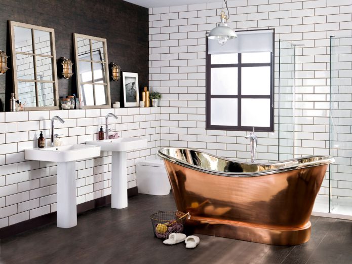 white brick in the bathroom interior