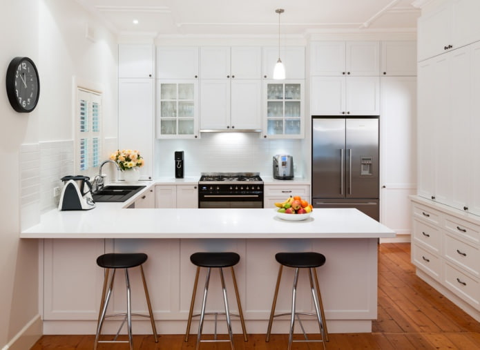 Kitchen with white facades