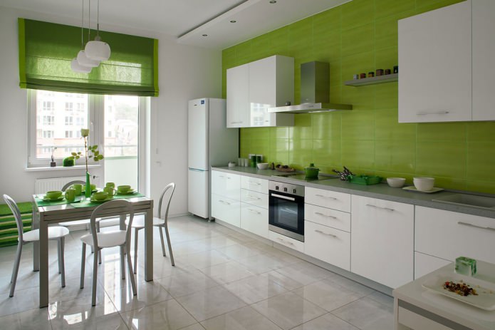green curtains