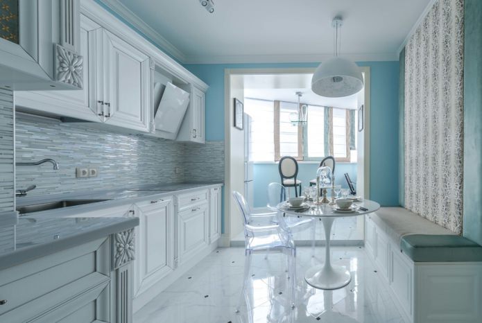light tiles in the kitchen interior