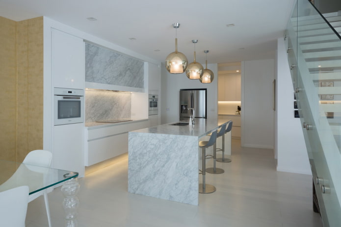 light floor in the kitchen