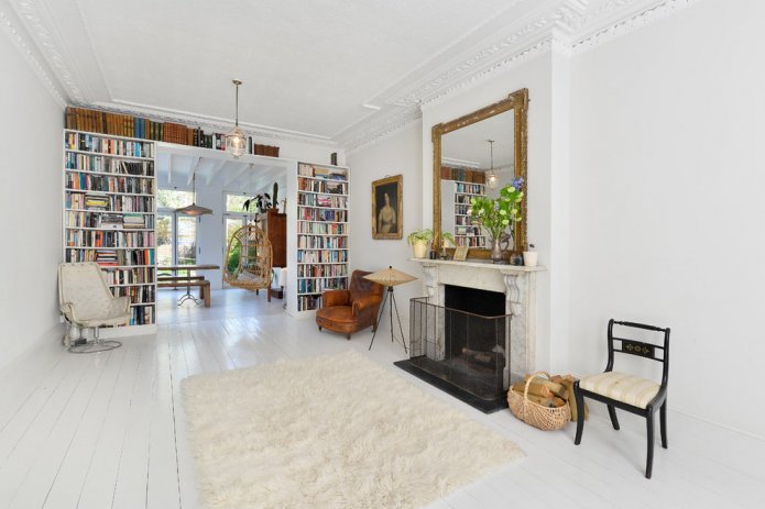 white floor in the living room