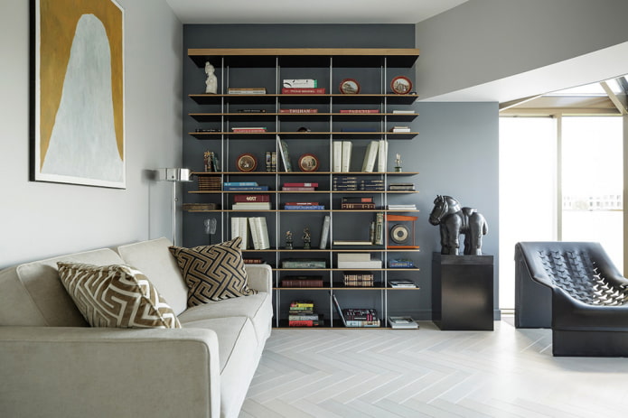 living room with white parquet