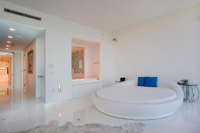 glossy light floor in the bedroom