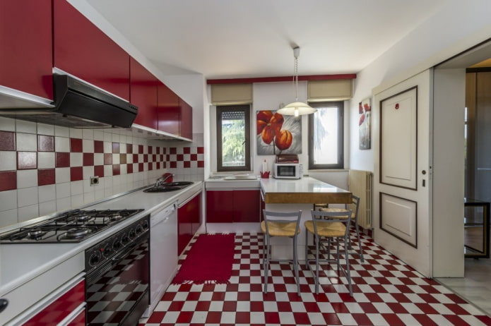 Red and white floor