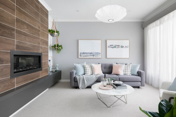 gray walls and white flooring