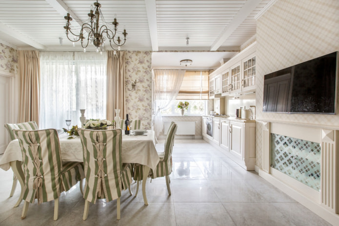 Wooden ceiling in the Provence style