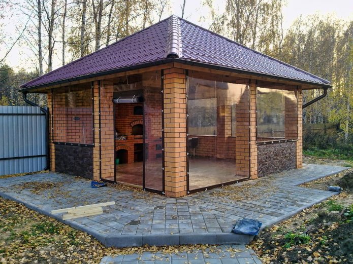 brick gazebo at the dacha