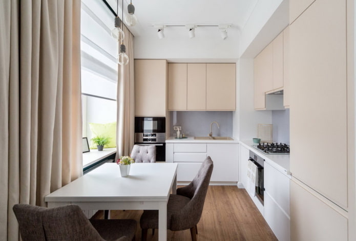 kitchen interior in white and beige tones
