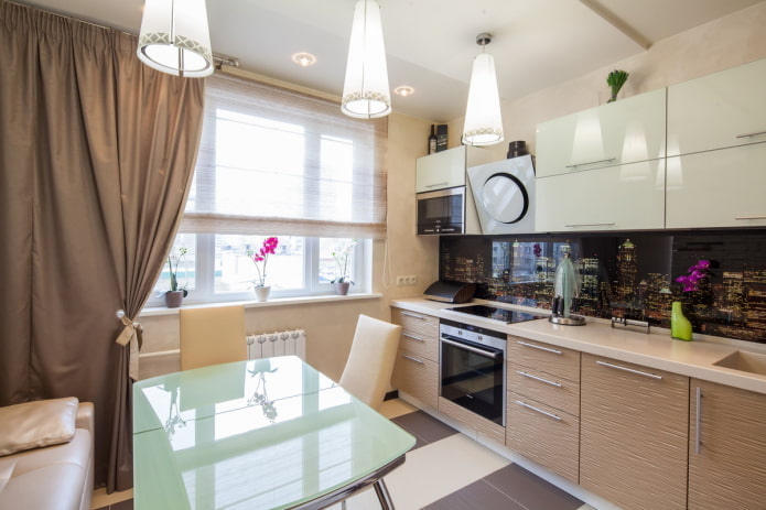 kitchen interior in white and beige tones
