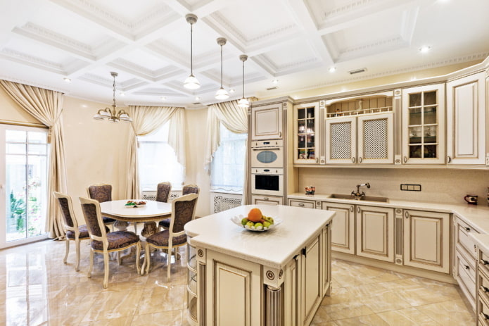 beige kitchen interior in a classic style