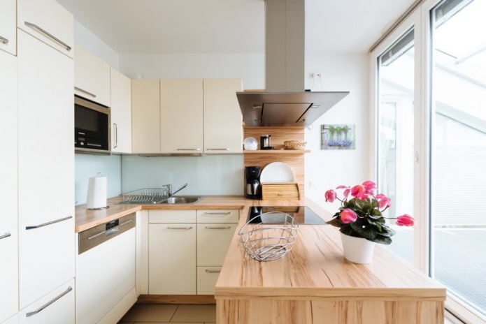 kitchen countertop in beige tones