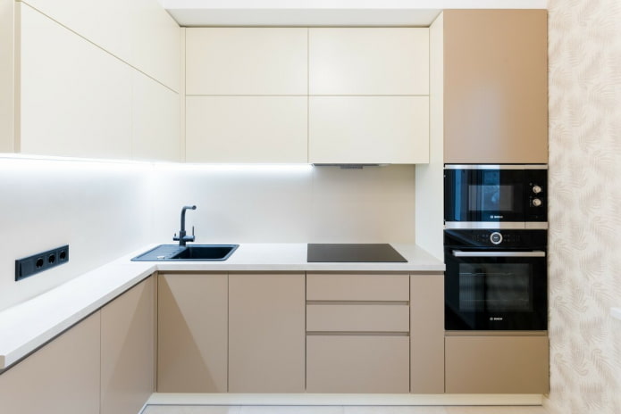 kitchen countertop in beige tones