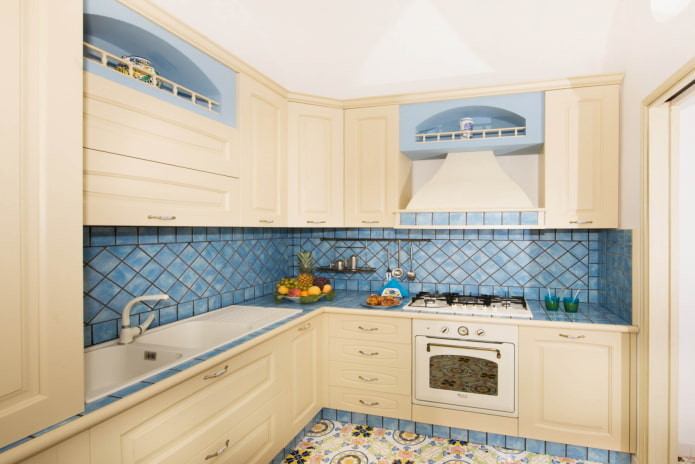 beige kitchen interior with bright accents