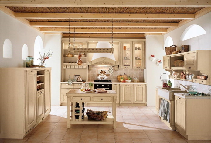 beige kitchen interior in a country style