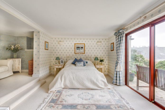light floor in the bedroom interior
