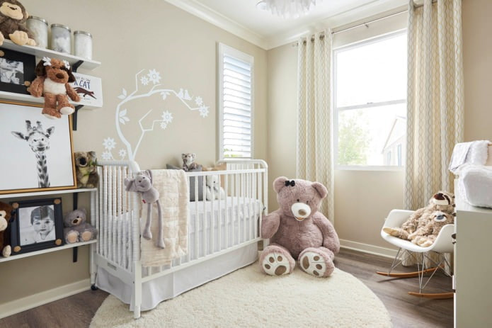 geometric pattern on curtains in the nursery