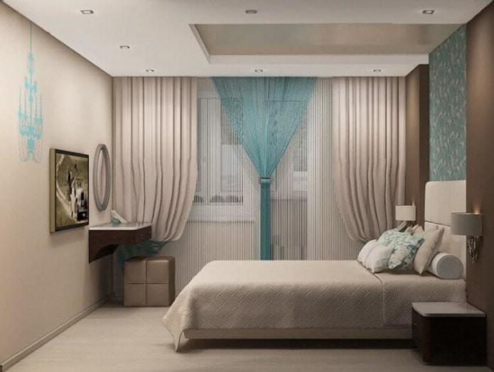 turquoise and beige bedroom interior