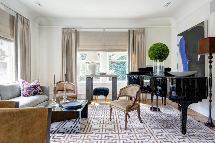 classic interior with roman blinds and curtains