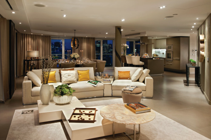 Sofa with a table on the armrest
