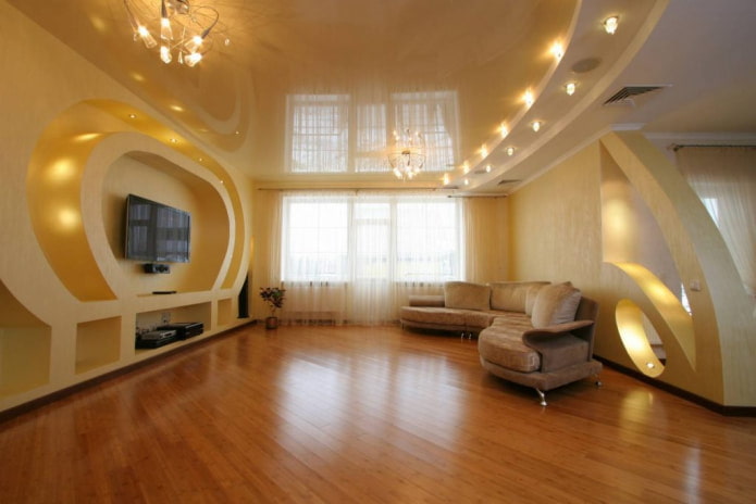 Multi-level ceiling in the living room