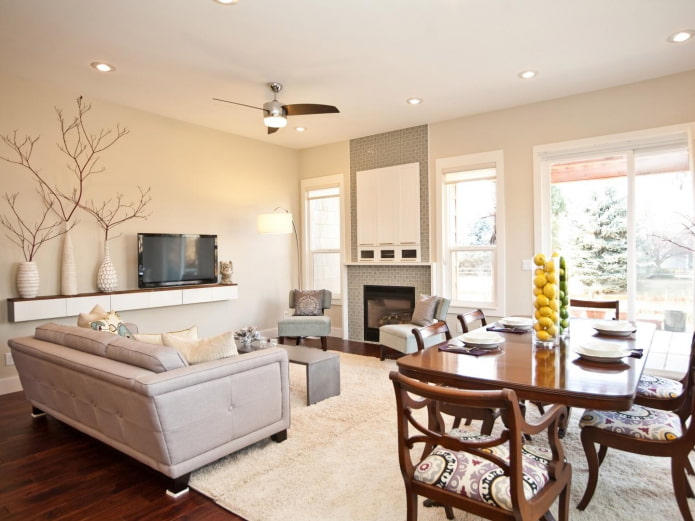 living room-dining room in the house
