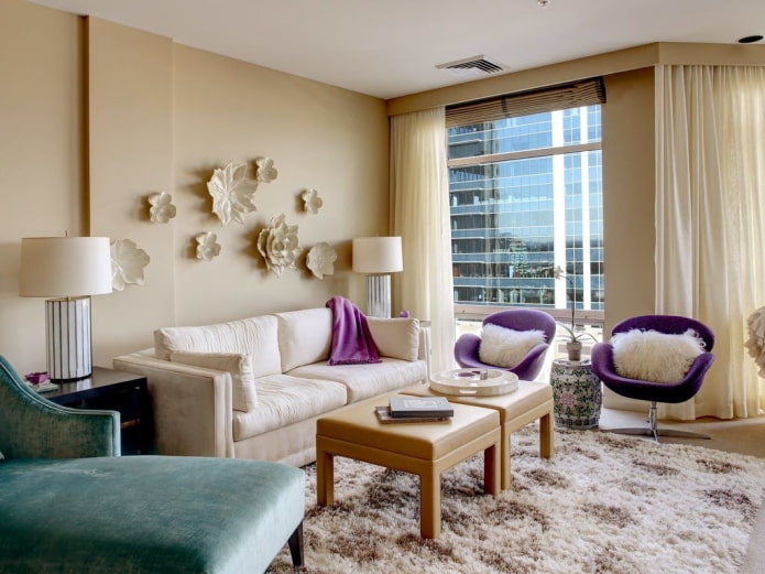 bright armchairs in the interior