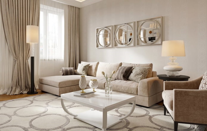 living room in beige tones