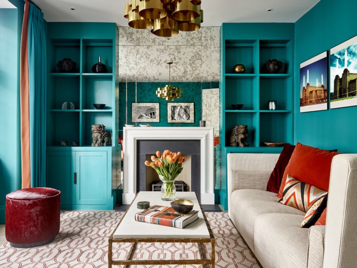 turquoise shelves
