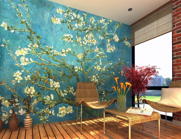 wallpaper with a flowering tree