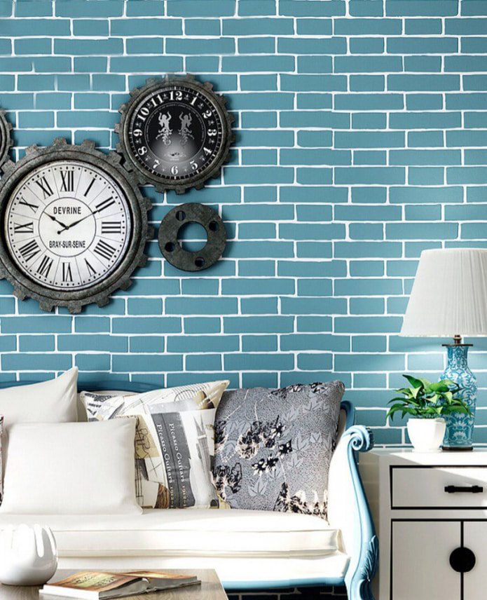 imitation turquoise brick with white seams