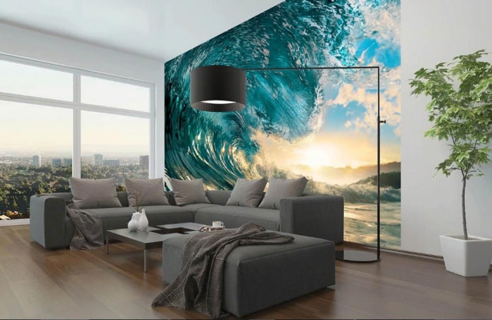 photo wallpaper with a wave pattern