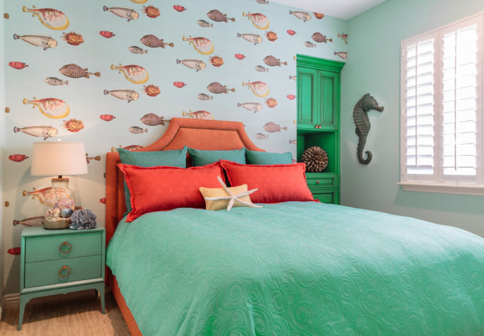 bedroom in a marine style