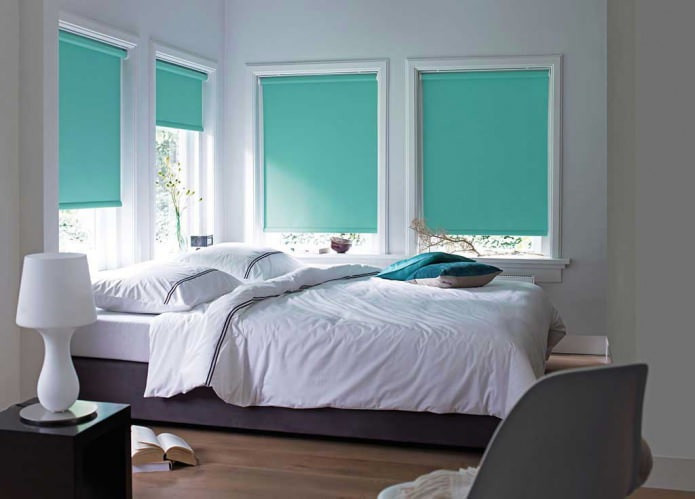 Turquoise roller blinds
