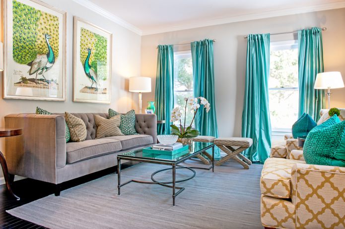 bright blue curtains