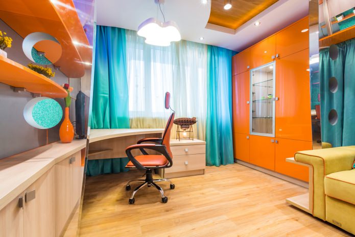 turquoise curtains in a modern style