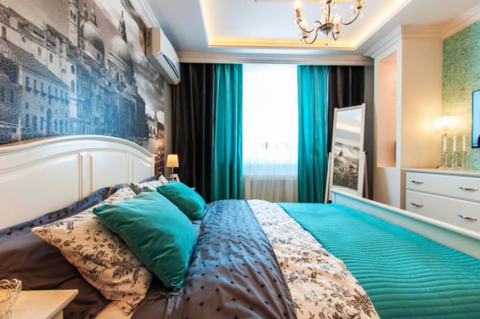Black and turquoise curtains