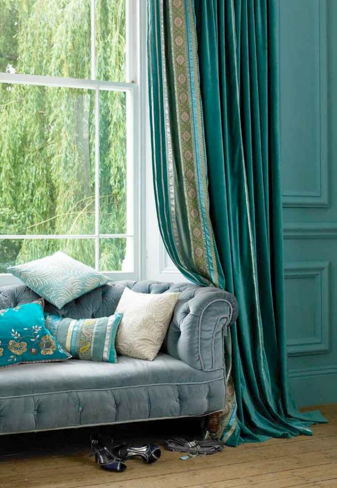 velvet turquoise curtains