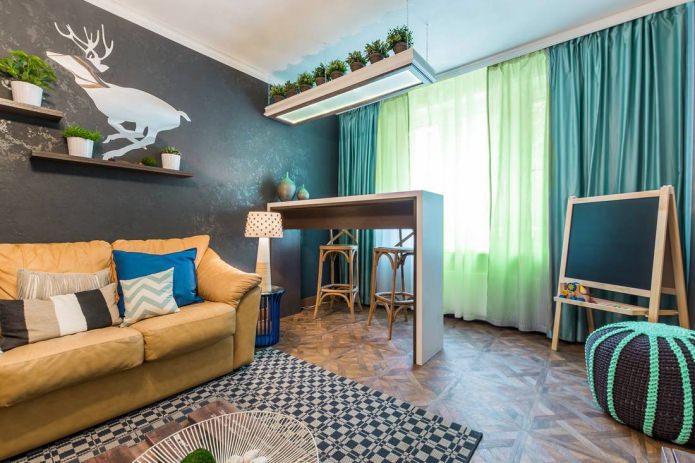 Turquoise and green curtains